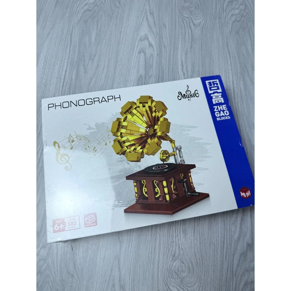 Zhe Gao Blocks Phonograph Building Set 582 Pcs Mini Blocks Music Gramophone